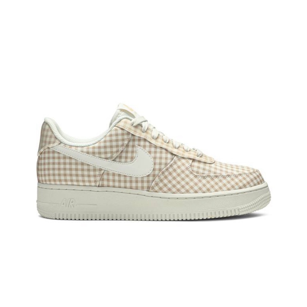 Tan checkered Air Force ones